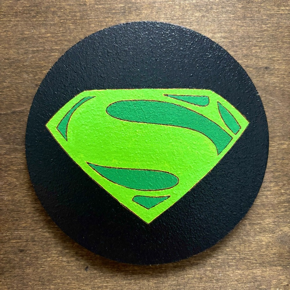 Superman Kryptonite Logo Laser Engraved Painted Cork Coaster